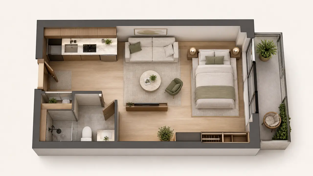 Generic conceptual Studio apartment planning study