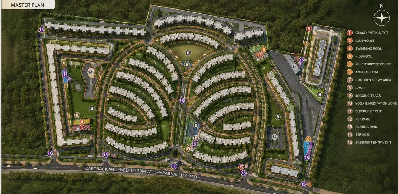 Embassy Chapparkallu master plan showing apartment and villa precincts
